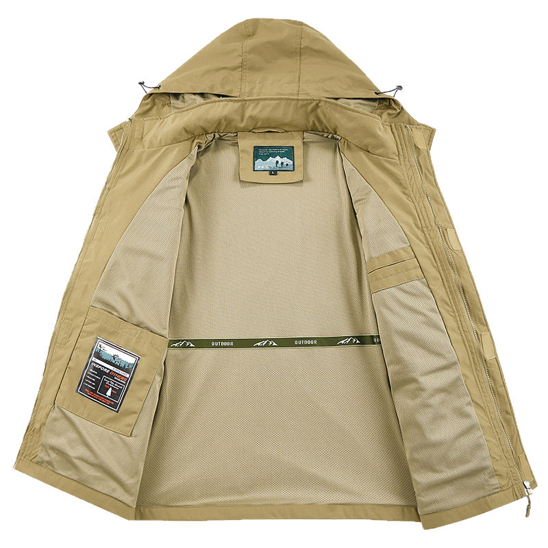 Herren Field‑Utility‑Outdoorjacke mit Kapuze, Multifach‑Taschen und Mesh‑Innenfutter Shop Nory