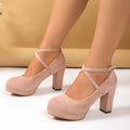 Damen Plattformpumps mit gekreuzten Riemen und elegantem Absatz