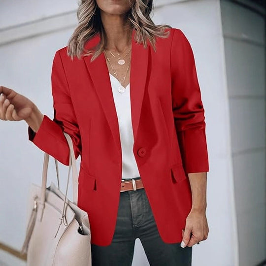 Damen Leichter Stretch-Blazer mit Schalkragen, Ein-Knopf-Verschluss und dreiviertelärmeln Shop Nory