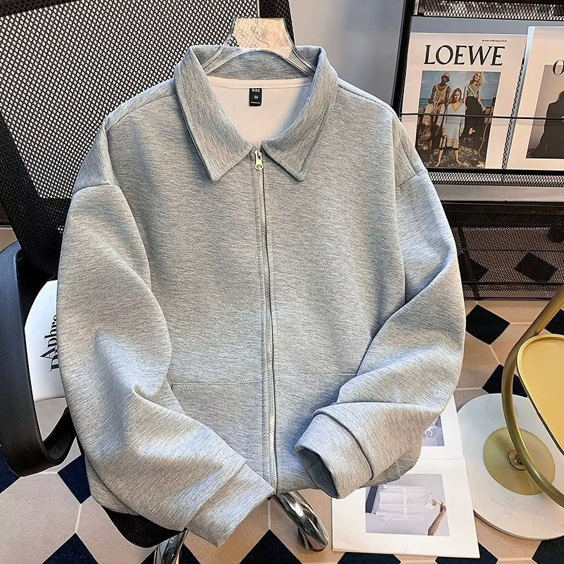 Herren Reißverschluss-Sweatjacke mit Hemdkragen und Oversize-Schnitt Shop Nory