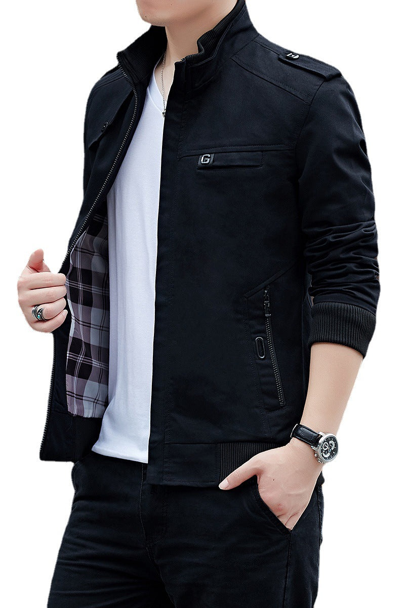 Herren Bomberjacke im Pilotenstil mit Wildlederoptik, Schulterpatten und kariertem Innenfutter Shop Nory