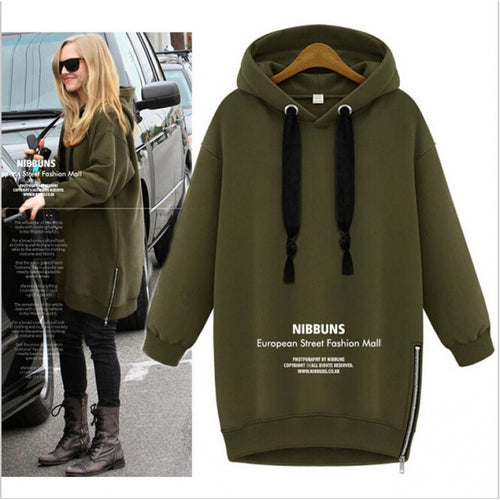 Damen Oversize Kapuzenpullover mit seitlichem Reißverschluss Shop Nory