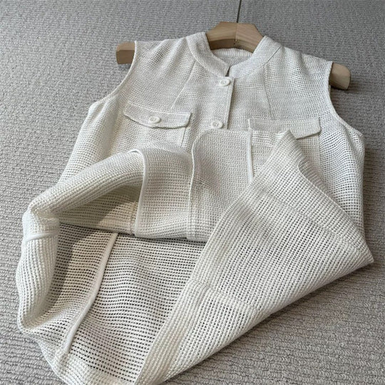 Damen Modische ärmellose Weste mit Taschen Shop Nory