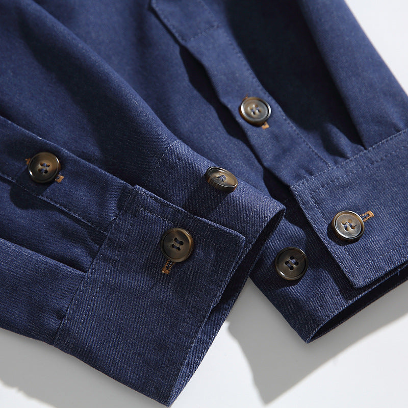 Herren Overshirt-Jacke im Worker‑Look mit kontrastierender Lederoptik‑Brusttasche Shop Nory