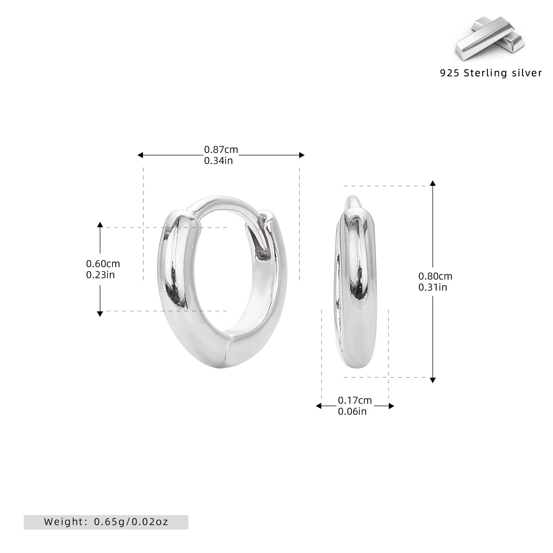 Damen Ohrcreolen mit modernem, minimalistischem Design aus hochwertigem 925 Sterling Silber Shop Nory