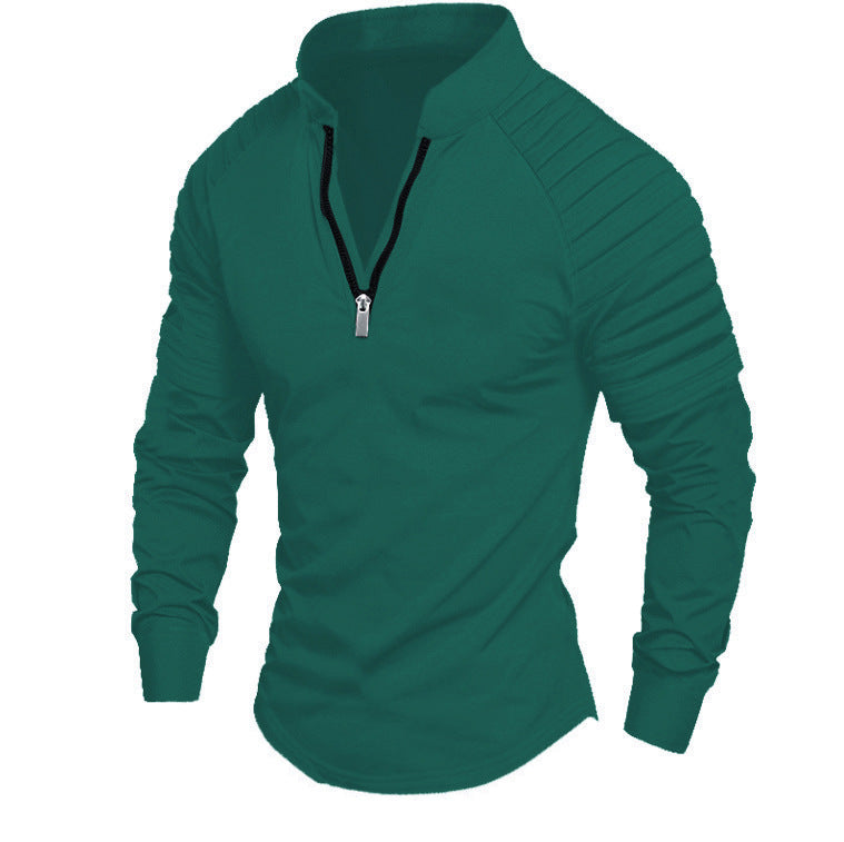 Herren Slim-Fit Troyer mit gesteppter Schulterpasse und halbem Reißverschluss Shop Nory
