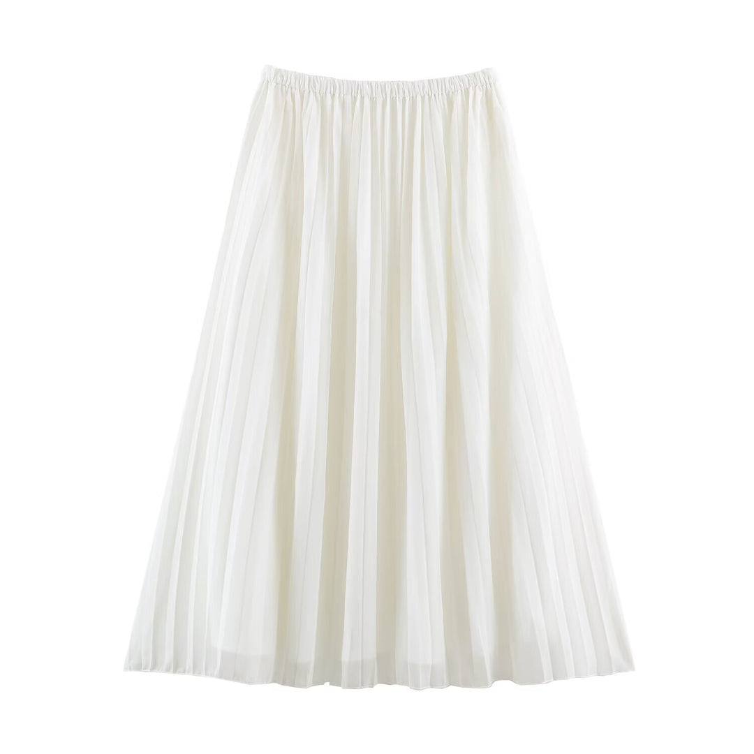 Damen Plissierter Maxi-Rock aus Chiffon mit elastischem Bund Shop Nory