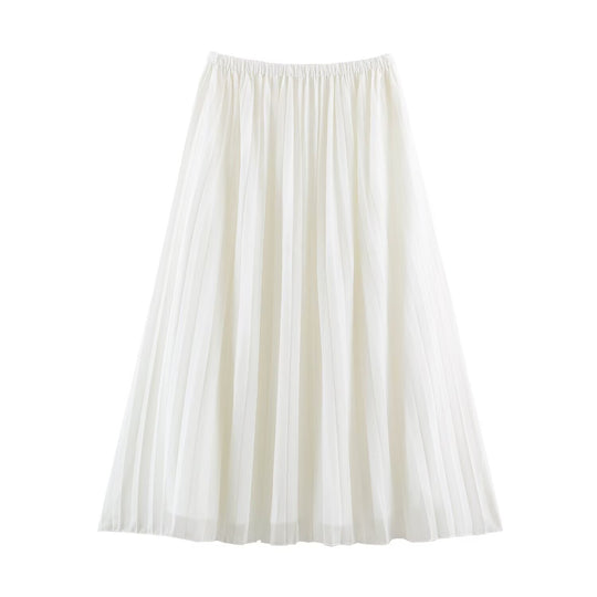Damen Plissierter Maxi-Rock aus Chiffon mit elastischem Bund Shop Nory