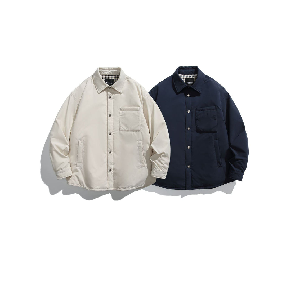 Unisex Wattierte Coach-Jacke mit Karofutter und Druckknopfleiste Shop Nory