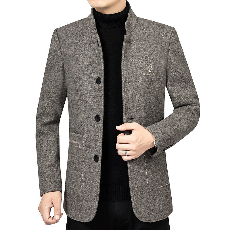 Herren Kurzblazer im Sakko-Stil mit Stehkragen und strukturierter Wollmischung Shop Nory