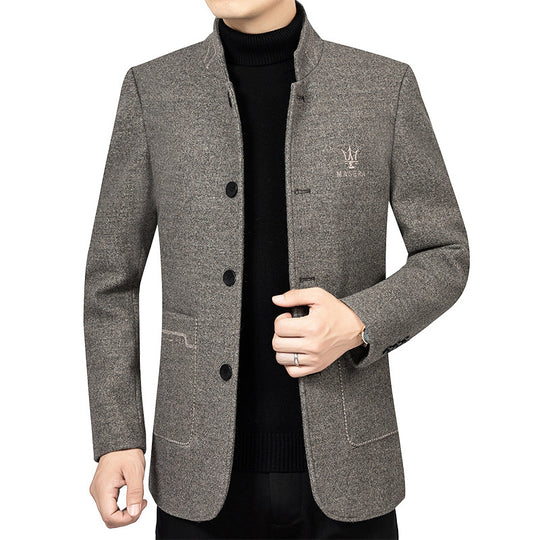 Herren Kurzmantel-Blazer mit Stehkragen und dekorativen Ziernähten Shop Nory