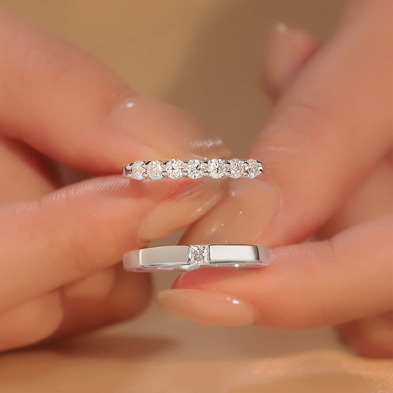 Damen minimalistischer Ring mit funkelnden Zirkonia Steinen Shop Nory