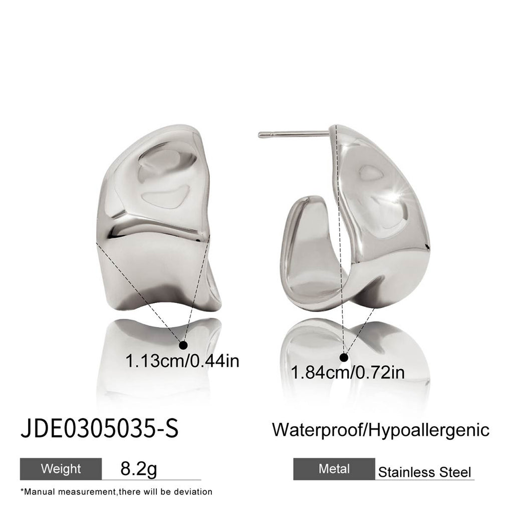 Damen Creolen mit modernem, gewelltem Design aus hypoallergenem Edelstahl Shop Nory