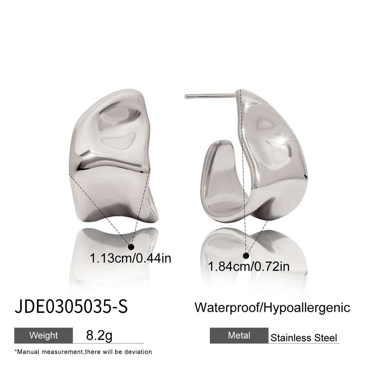 Damen Creolen mit modernem, gewelltem Design aus hypoallergenem Edelstahl Shop Nory