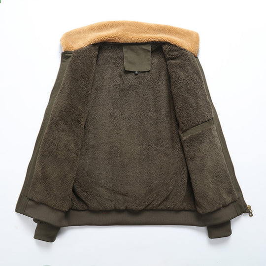 Herren Canvas-Bomberjacke mit Teddykragen und aufgesetzten Pattentaschen Shop Nory