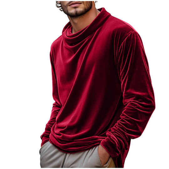 Herren Samt-Langarmshirt mit Schalkragen Shop Nory