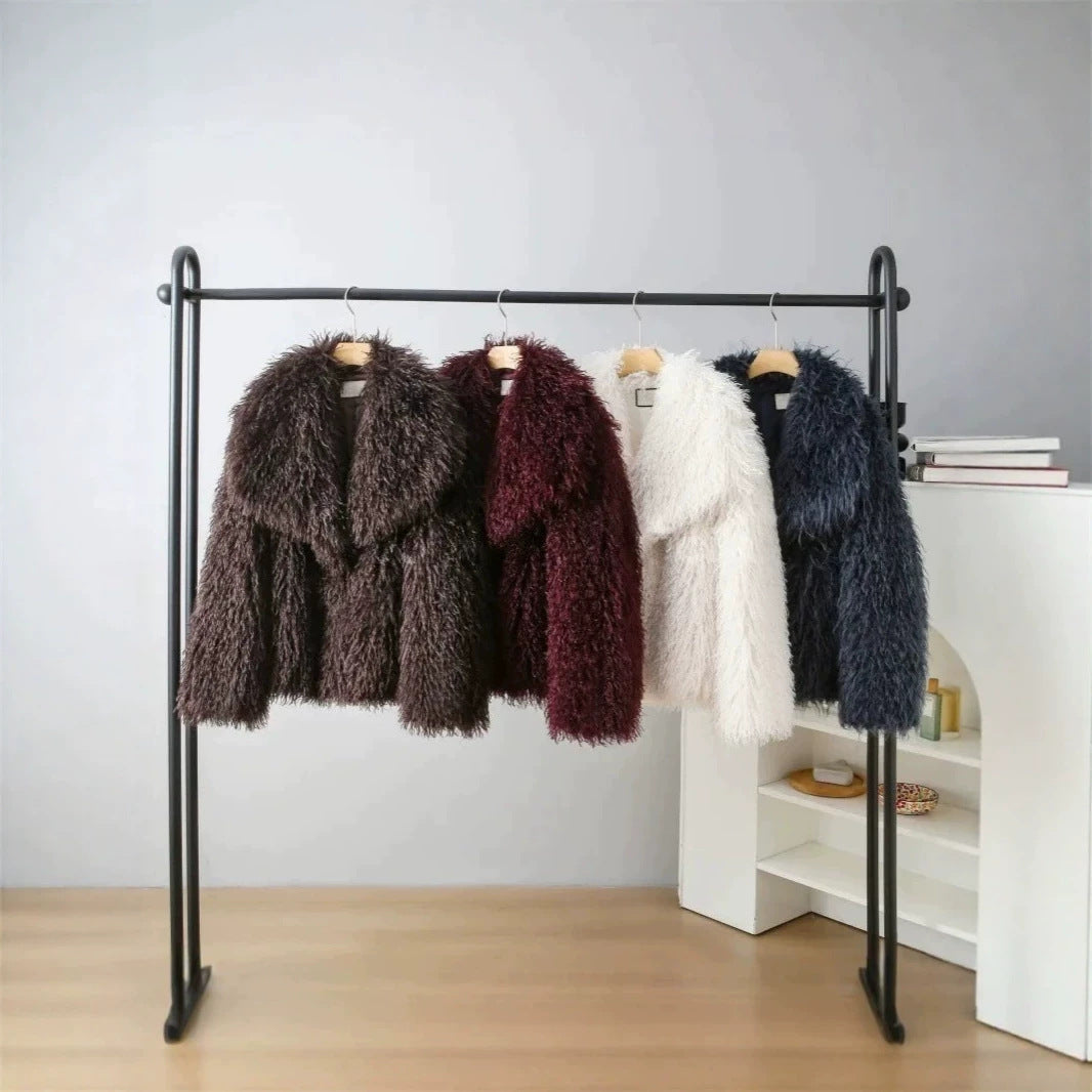 Damen Kurzjacke aus langflorigem Kunstpelz mit extra breitem Schalkragen Shop Nory