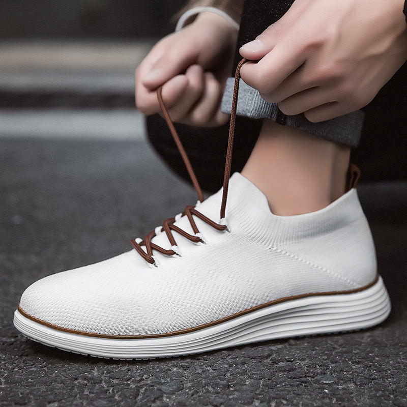Herren nan elastischer Strick-Sneaker im Sockenschnitt mit gepolstertem Komfortfußbett, flexibler Leichtlaufsohle und dekorativer Schnürung