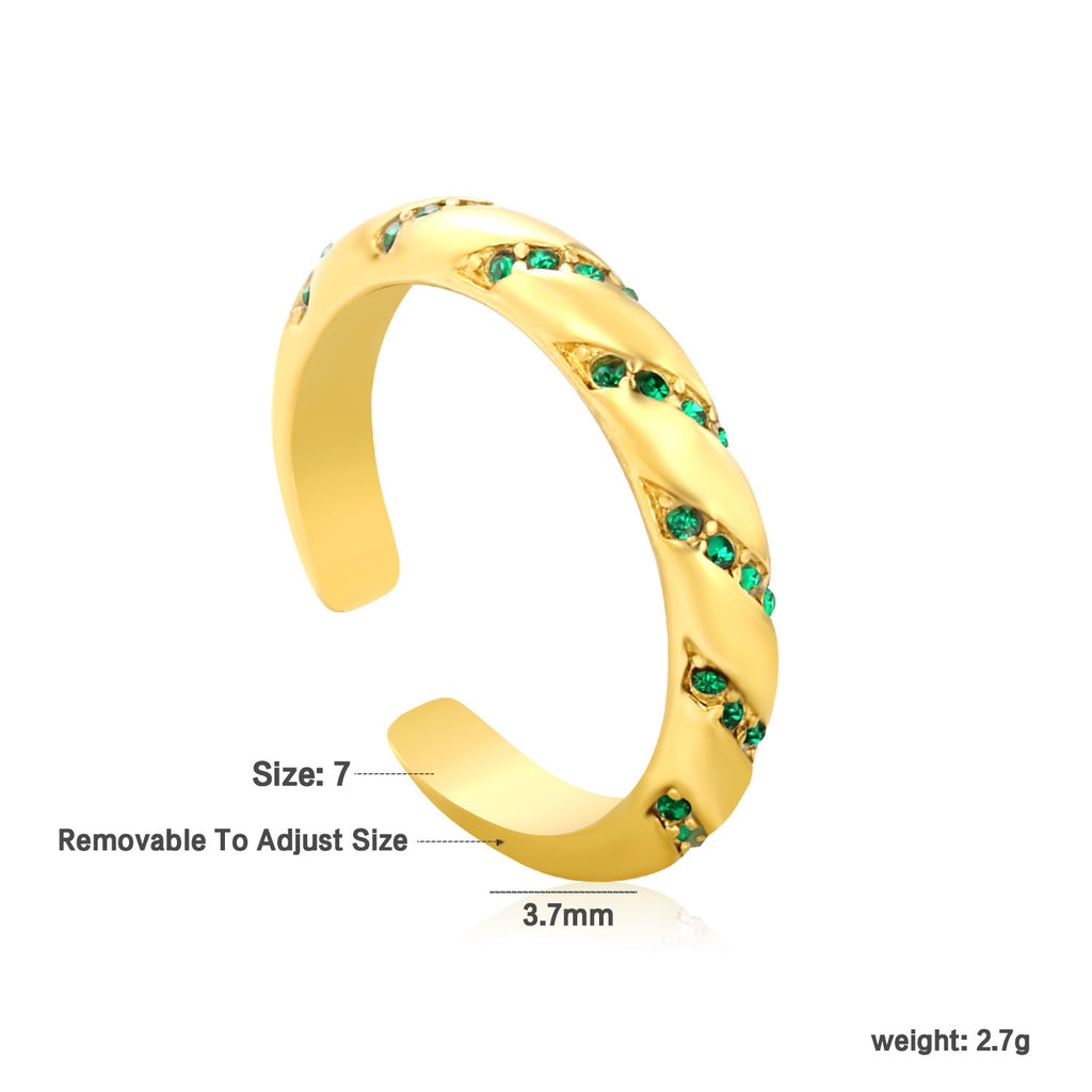 Damen Offener Ring mit kreativem Gitterdesign und funkelnden Zirkonia-Elementen Shop Nory