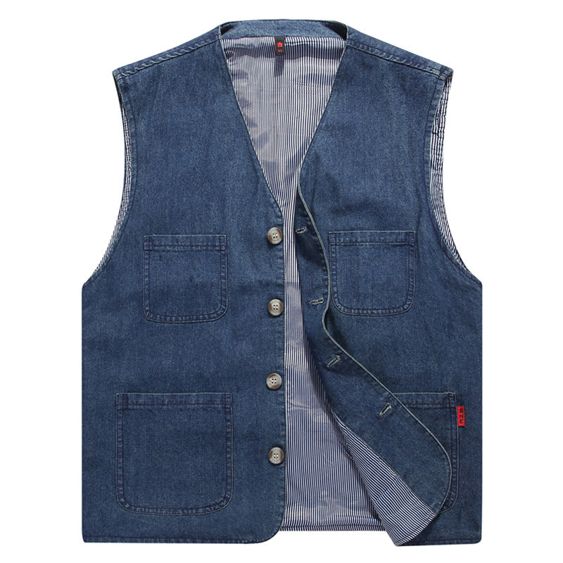 Herren Utility-Weste mit gestreiftem Innenfutter aus Baumwoll-Canvas Shop Nory