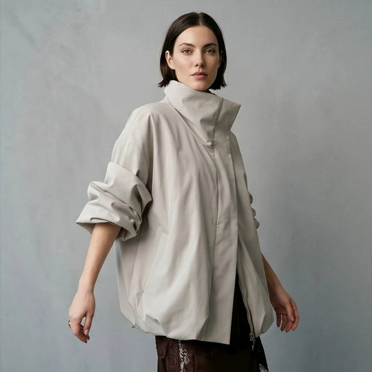 Damen Boxy-Kurzsteppjacke mit hohem asymmetrischem Stehkragen Shop Nory