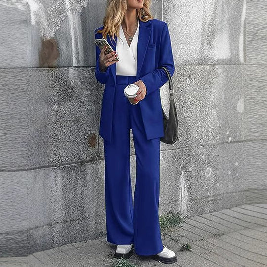 Damen nan Longblazer-Set mit kastiger Oversize-Silhouette, strukturierter Schulterpartie und hochtaillierter Palazzo-Hose Shop Nory