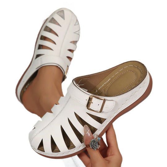 Damen Slipper‑Sandalen mit geschlossener Zehenkappe, Cut‑Out‑Design und verstellbarer Schnalle Shop Nory
