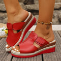 Damen komfortable Wedge-Pantoletten mit verstellbarem Riemendesign