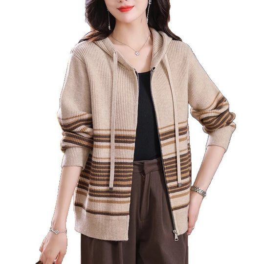 Damen Strickjacke mit Kapuze und Reißverschluss Shop Nory