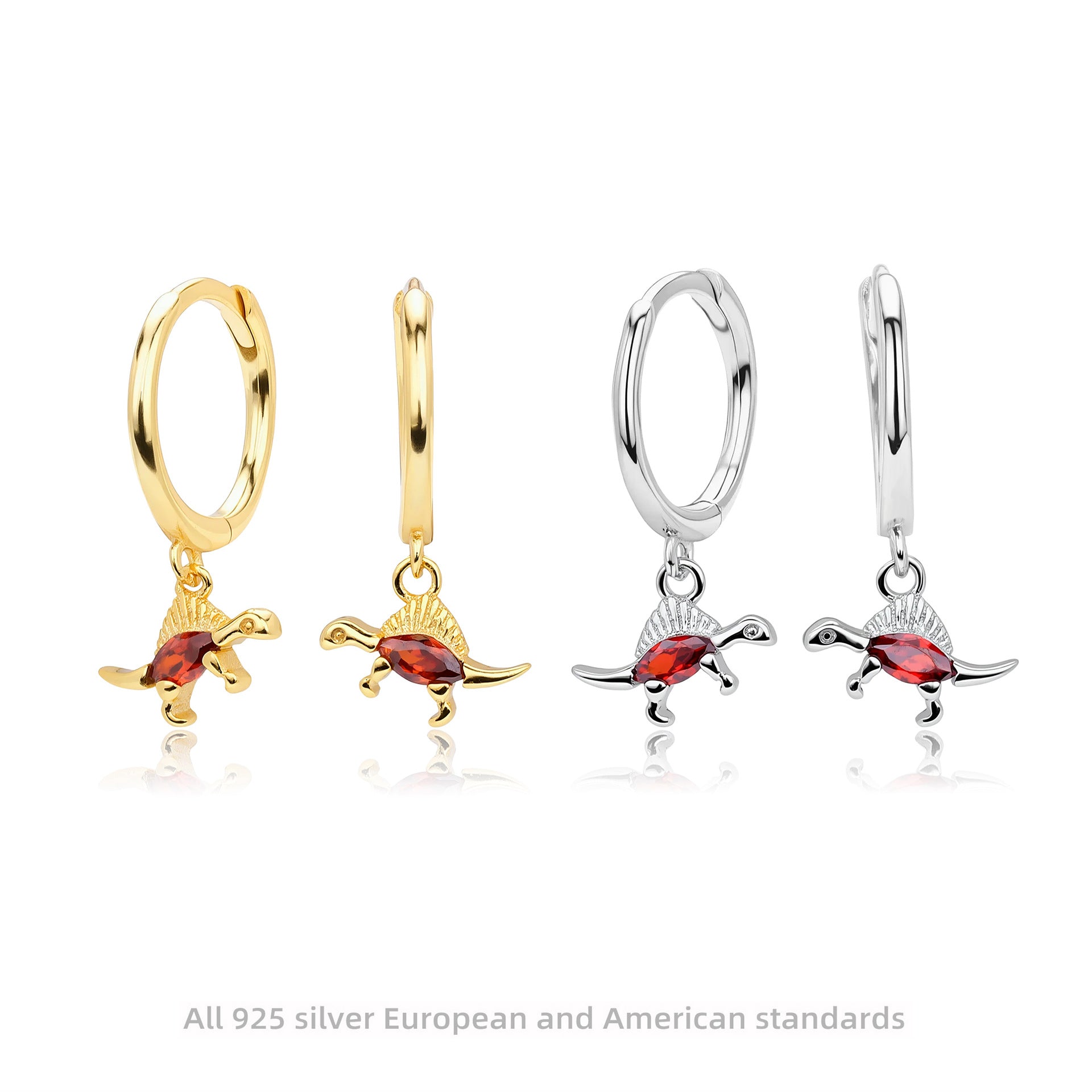 Damen Ohrhänger mit Dinosaurier-Motiv und funkelndem Zirkonbesatz Shop Nory