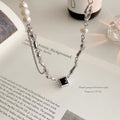 Damen Kette mit elegantem, mehrlagigem Design und luxuriösem Onyx-Anhänger Shop Nory