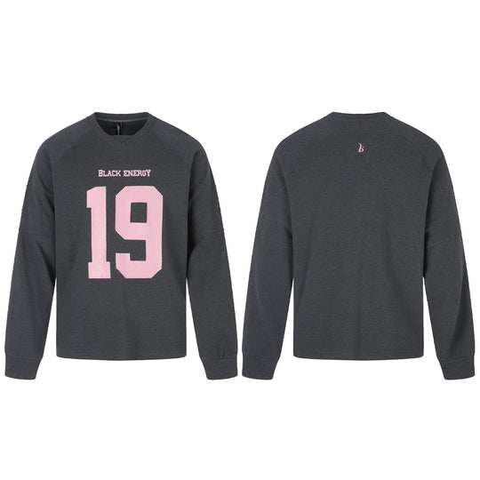 Damen Oversize Sweatshirt mit V‑Ausschnitt, Raglanärmeln und Frontprint Shop Nory