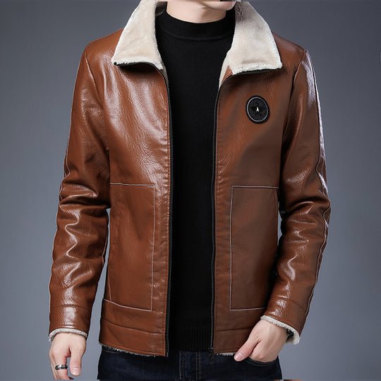 Herren Pilotenblouson in Lederoptik mit Sherpa-Innenfutter und Stehkragen Shop Nory