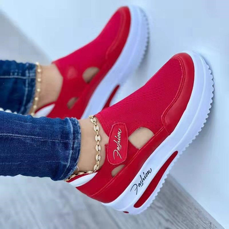 Damen Leichte Slip-On Keil-Sneaker mit atmungsaktivem Strickoberteil und Plateau-Sohle Shop Nory