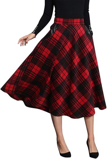 Damen Schwingender A-Linien Rock im modischen Karomuster Shopnory