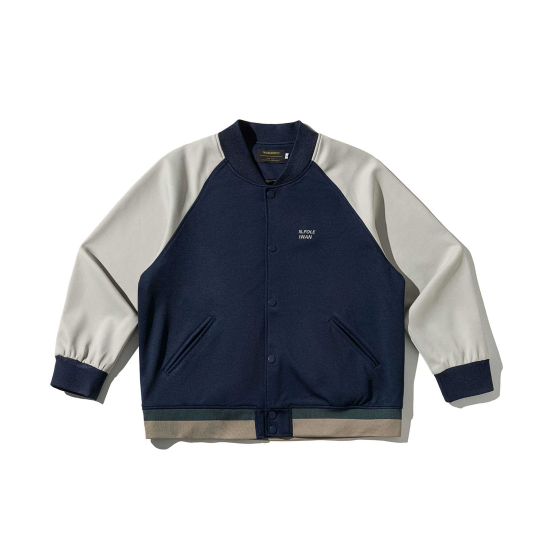Unisex Kurz geschnittene College‑Bomberjacke im Materialmix mit Raglanärmeln Shop Nory