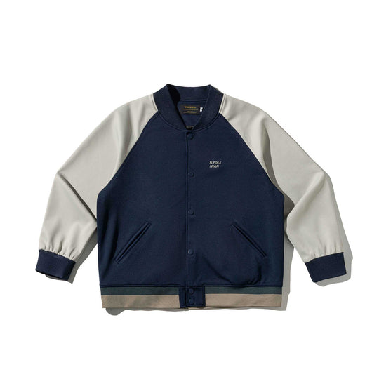 Unisex Kurz geschnittene College‑Bomberjacke im Materialmix mit Raglanärmeln Shop Nory