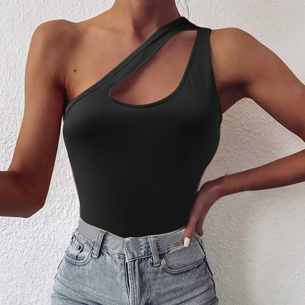 Damen asymmetrisches Bodysuit mit modischem Cut-Out