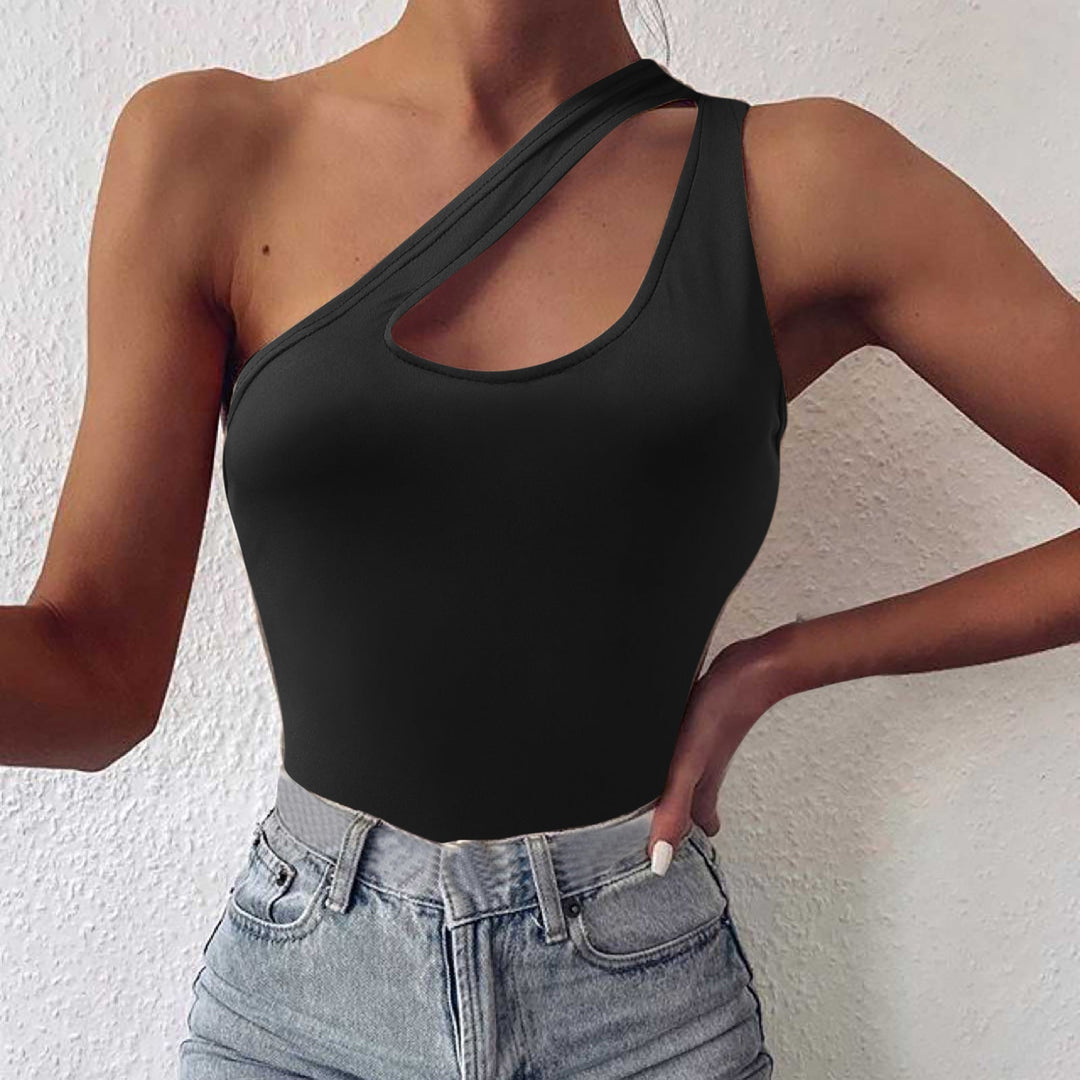 Damen asymmetrisches Bodysuit mit modischem Cut-Out