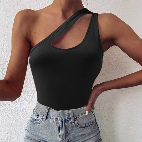 Damen asymmetrisches Bodysuit mit modischem Cut-Out