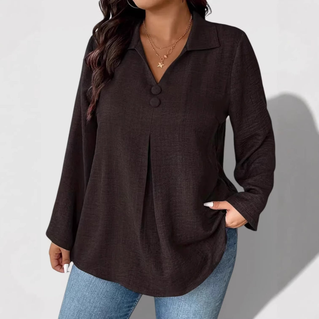 Damen Eleganter Langarmshirt mit Knopfdetails