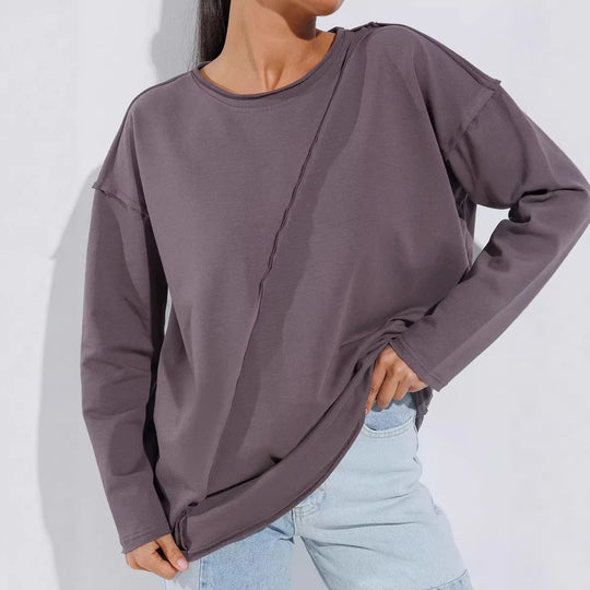 Damen Oversized Longsleeve mit schräger Naht und überschnittenen Schultern Shop Nory