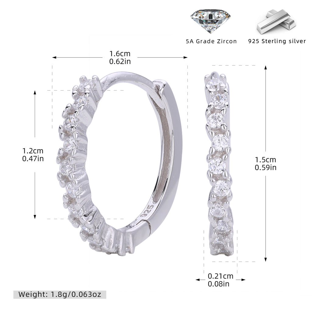 Damen Creolen mit luxuriösem Zirkonbesatz aus 925 Sterling Silber Shop Nory