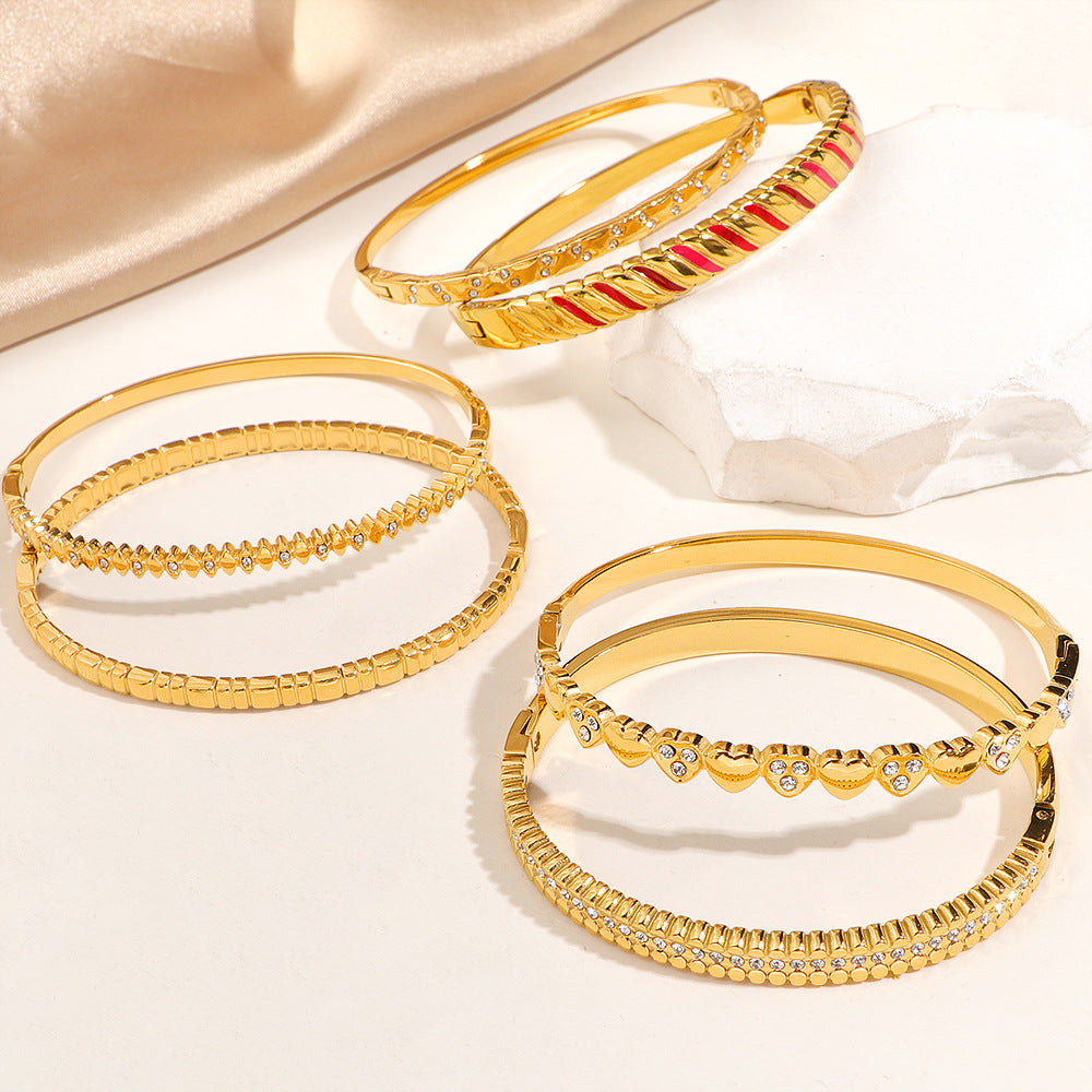 Damen Kristallverzierte Gold Armreif Bracelet Shop Nory