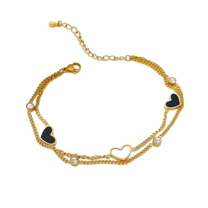 Damen Fußkettchen mit elegantem Herz-Design und funkelnden Zirkonia-Elementen Shop Nory