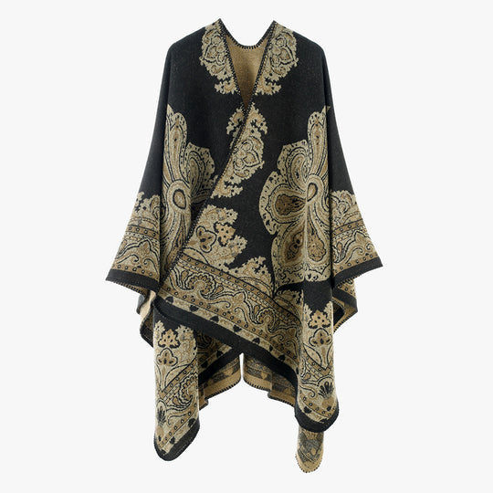 Damen Oversize-Orientalischer Jacquard-Überwurf mit Paisley‑Medaillon und Zierstich Shop Nory