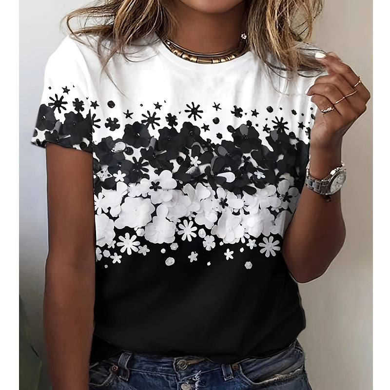 Damen T-Shirt mit floralem Design und modernem Schnitt