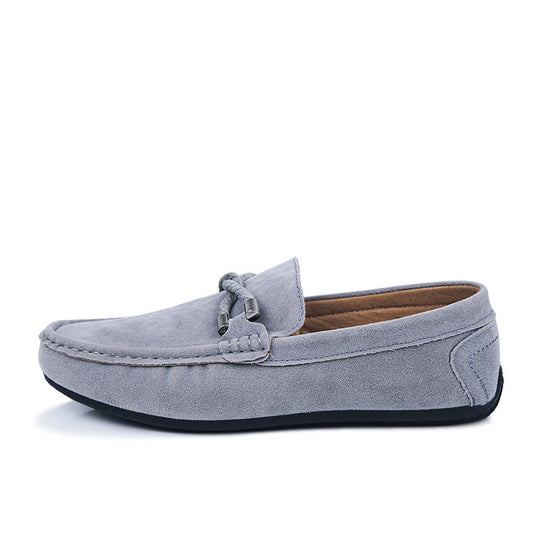Damen weicher Veloursleder Mokassin Loafer mit geflochtener Dekorschnur und flexibler Gummisohle Shop Nory