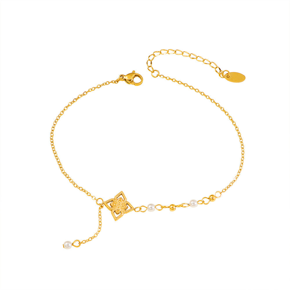 Damen elegante Perlenarmband mit verzierten Anhänger Shop Nory
