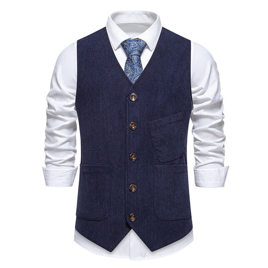 Herren elegante Cordweste mit praktischen Taschen und fein strukturiertem Design